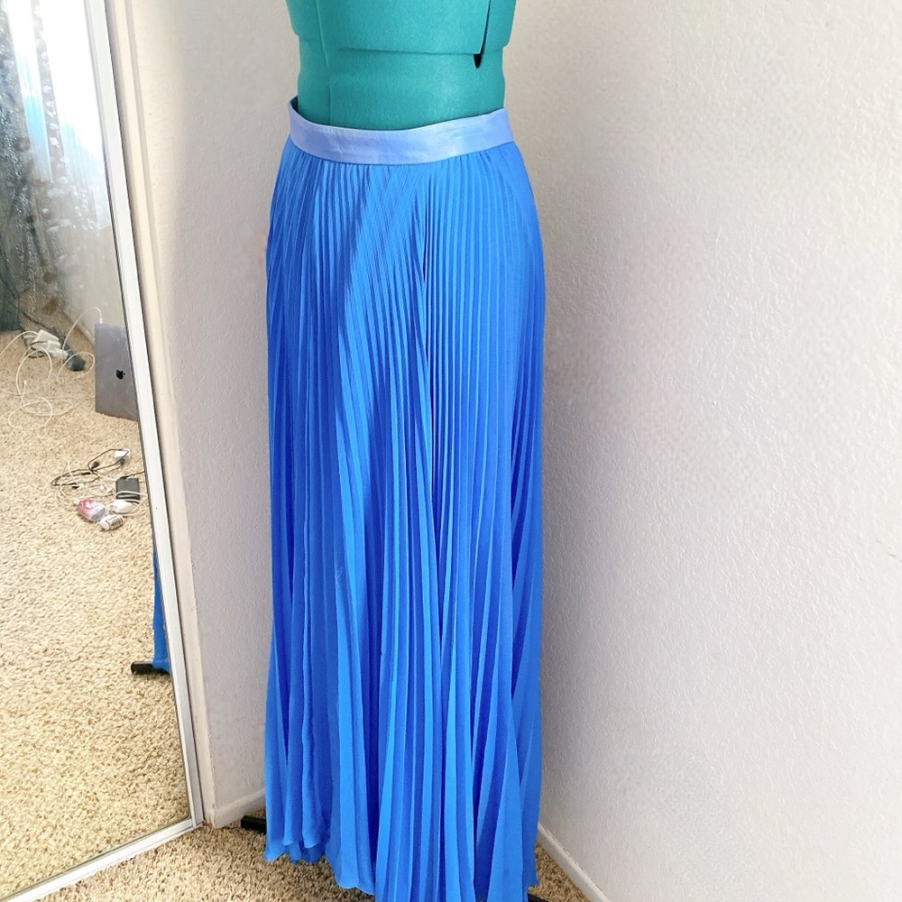 Blue Chiffon Pleated Alice + Olivia Maxi Skirt Size 4 - Picture 5 of 7
